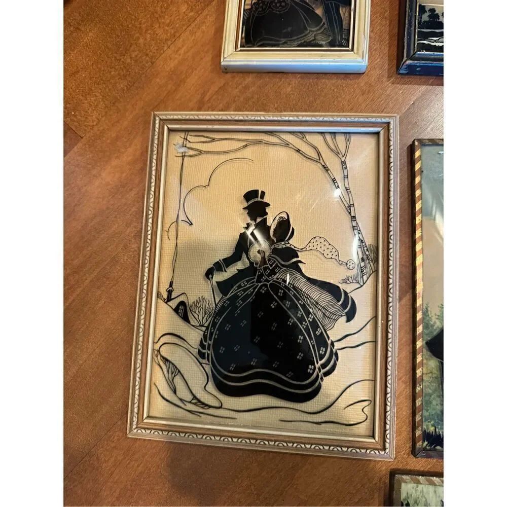 Vintage 1940s bubble glass picture bundle silhouette figures - Picture 4 of 7